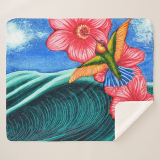 Hummingbird Ocean Sherpa Deken (Voorkant (horizontaal))