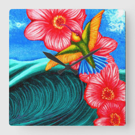Hummingbird Ocean Vierkante Klok