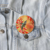 Hummingbird omringd door rode yucca ronde button 7,6 cm (In situ)
