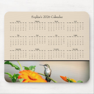 Hummingbird on an Orange Flower – 2026 Calendar Muismat