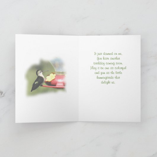 Hummingbird on Feeder 2596-customize any gebruikt Kaart (Binnen)