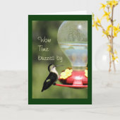 Hummingbird on Feeder 2596-customize any gebruikt Kaart (Gele Bloem)