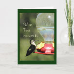 Hummingbird on Feeder 2596-customize any gebruikt Kaart<br><div class="desc">This card is perfect voor anyone any age—simply change the words on the front and inside as you wish. To see matching and more cards, stamps, mousepads, and more gift items featuring hummingbirds, go to my BIRDS SECTION or type hummingbird in my searchbox near the top of my right sidebar...</div>