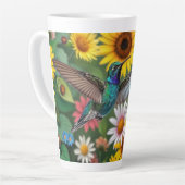 Hummingbird onder Flowers Latte Mok (Linkerhoek)