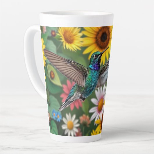 Hummingbird onder Flowers Latte Mok (Linkerhoek)