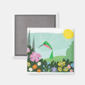 Hummingbird onder Flowers Magneet (Voorkant / Achterkant)