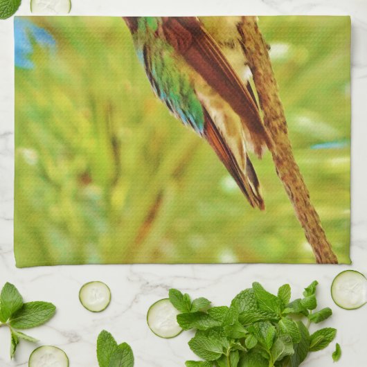 Hummingbird op evergreen theedoek (Gevouwen)