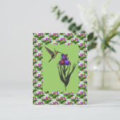 Hummingbird op Iris Flower Briefkaart (Staand voorkant)