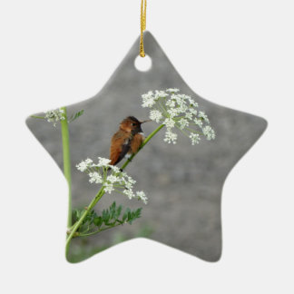 Hummingbird op koninginnenbloem keramisch ornament