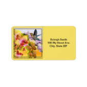 Hummingbird op Lilacs en Orchids op Geel Etiket (Voorkant)