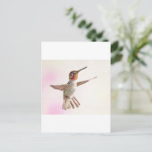 Hummingbird op roze briefkaart (Staand voorkant)