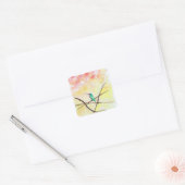 Hummingbird op Sunset Painting Vierkante Sticker (Envelop)