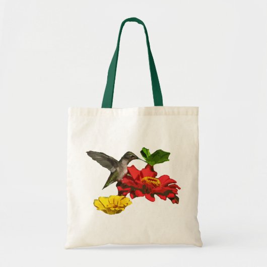 Hummingbird op Zinnias Tote Bag (Voorkant)