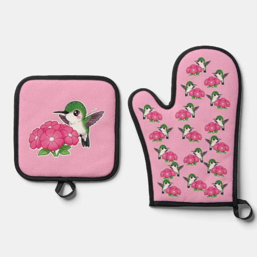 Hummingbird ovenwant & pannenlap set (Voorkant)