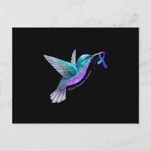 Hummingbird Paars Blue Ribbon Suicide Prevention Aankondigingskaart
