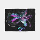 Hummingbird Paars Blue Ribbon Suicide Prevention Fleece Deken (Voorkant (Horizontaal))