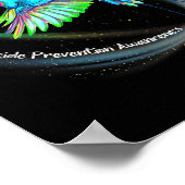 Hummingbird Paars Blue Ribbon Suicide Prevention Poster (Hoek)