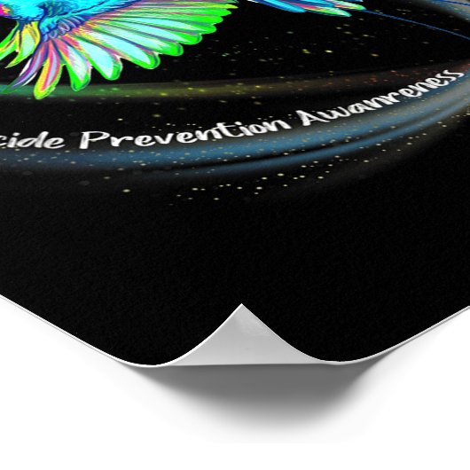 Hummingbird Paars Blue Ribbon Suicide Prevention Poster (Hoek)