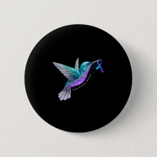 Hummingbird Paars Blue Ribbon Suicide Prevention Ronde Button 5,7 Cm