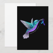 Hummingbird Paars Blue Ribbon Suicide Prevention Save The Date (Voorkant / Achterkant)