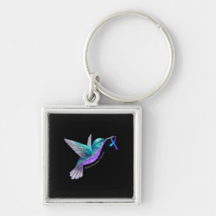 Hummingbird Paars Blue Ribbon Suicide Prevention Sleutelhanger