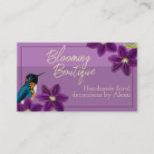 Hummingbird  Paars Clematis Floral Boutique Visitekaartje (Voorkant)