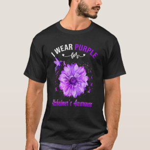 Hummingbird Paars Ribbon Alzheimer T-shirt