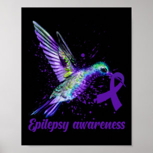 Hummingbird Paars Ribbon Epilepsy Bewustmakingsmaa Poster