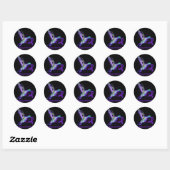 Hummingbird Paars Ribbon Epilepsy Bewustmakingsmaa Ronde Sticker (Vel)