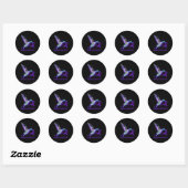 Hummingbird Paars Ribbon Epilepsy Bewustmakingsmaa Ronde Sticker (Vel)