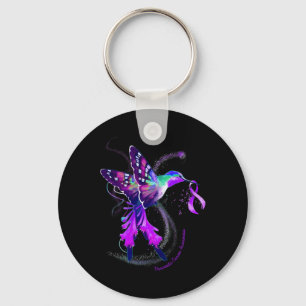 Hummingbird Paars Ribbon Pancreatic Cancer Awaren Sleutelhanger