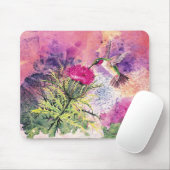 Hummingbird Paars Thistle Art Print Mousepad Muismat (Met muis)