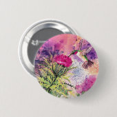 Hummingbird Paars Thistle Art Print Ronde Button 5,7 Cm (Voorkant /achterkant)