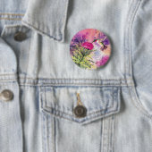 Hummingbird Paars Thistle Art Print Ronde Button 5,7 Cm (In situ)