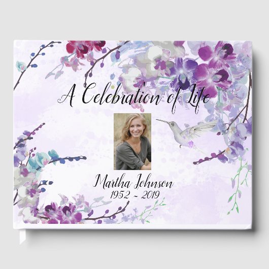 Hummingbird & Paarse Orchideeën Gastboek Gastenboek (Voorkant)