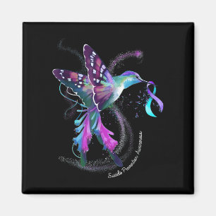 Hummingbird Paarse Ribbon Suicide Prevention Aware Magneet