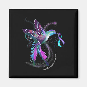 Hummingbird Paarse Ribbon Suicide Prevention Aware Magneet