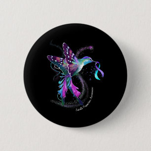 Hummingbird Paarse Ribbon Suicide Prevention Aware Ronde Button 5,7 Cm
