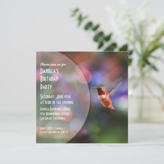 Hummingbird Party Invitations Kaart (Staand voorkant)