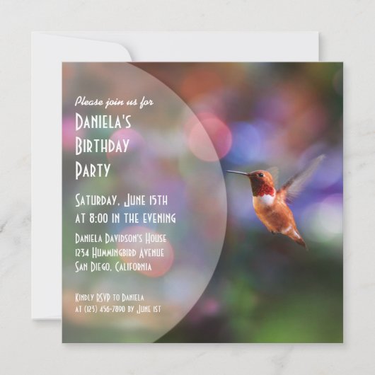 Hummingbird Party Invitations Kaart (Voorkant)