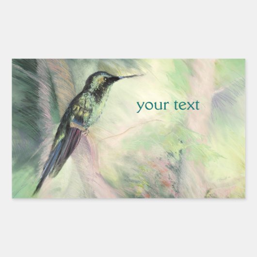 Hummingbird Pastel Fine Art Rechthoekige Sticker (Voorkant)