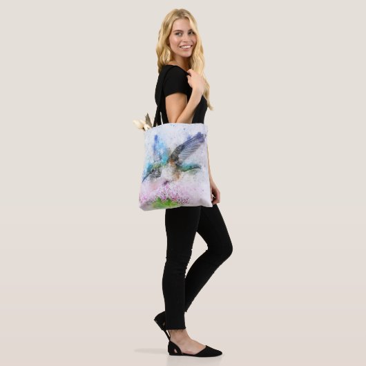 Hummingbird Pastel Kleur Canvas tas (Op model)