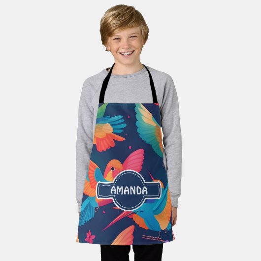 Hummingbird Pastel Kleurrijk Gepersonaliseerd Patr Schort (Gedragen)