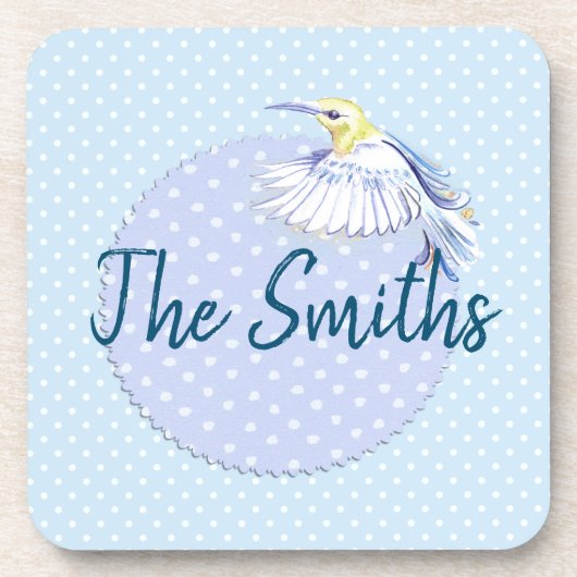 Hummingbird Patch over Polka Dots Bier Onderzetter (Voorkant)
