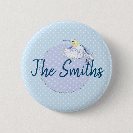 Hummingbird Patch over Polka Dots Ronde Button 5,7 Cm (Voorkant)