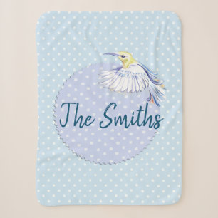 Hummingbird Patch over Polka Dots Sherpa Deken