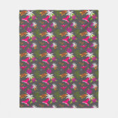 Hummingbird Pattern Pink Grey Tropical Print Fleece Deken (Voorkant)