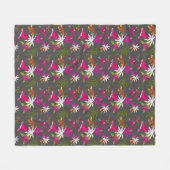 Hummingbird Pattern Pink Grey Tropical Print Fleece Deken (Voorkant (Horizontaal))