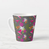 Hummingbird Pattern Pink Paars Grey Tropical Latte Mok (Linkerhoek)