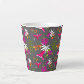 Hummingbird Pattern Pink Paars Grey Tropical Latte Mok (Voorkant)